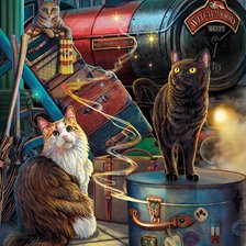 Схема вышивки «CHATS EN VOYAGE»