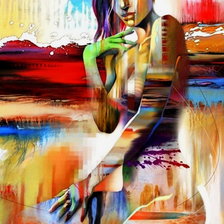 Схема вышивки «Девушка. Абстракция по Тимати Паркеру.»