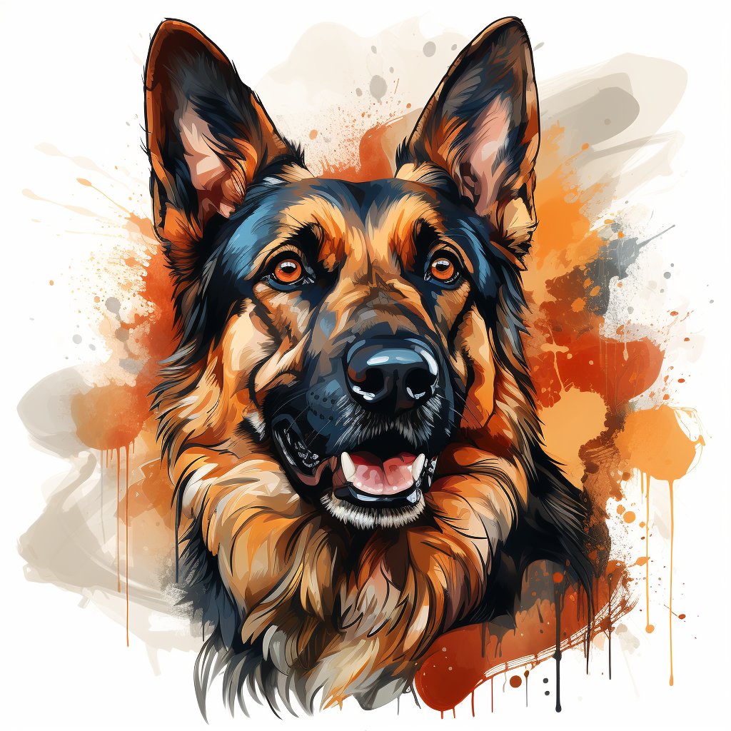 Немецкая овчарка - овчарка, собаки, собака, акварель, немецкая овчарка, животные - оригинал