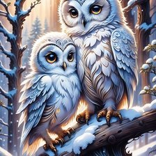 Схема вышивки «Зимние совы»