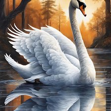 Схема вышивки «Лебедь»