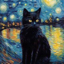 Схема вышивки «Кот и Вселенная»