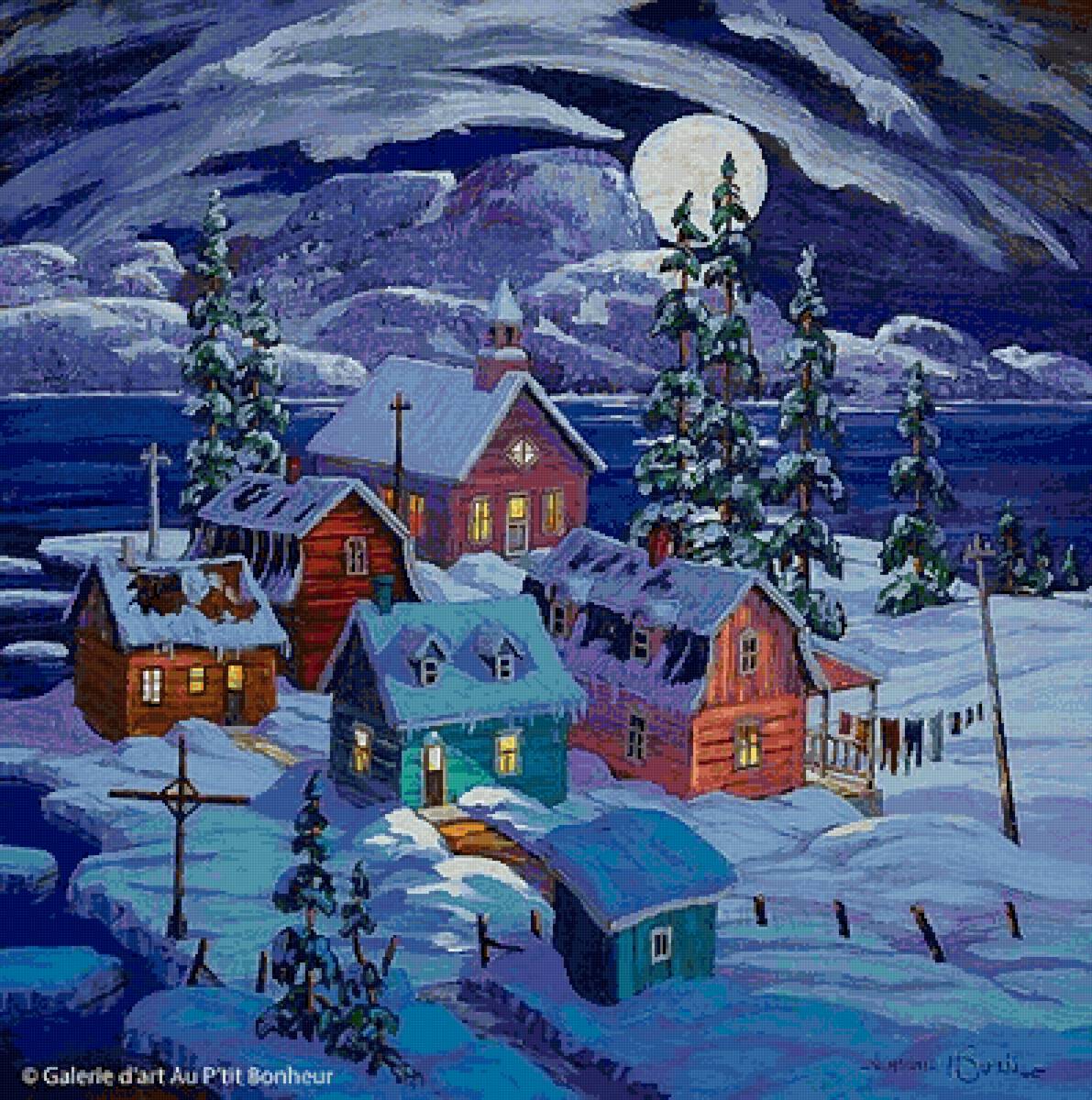 Зимняя ночь - город, ночь, место, зима - предпросмотр