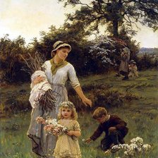 Схема вышивки «Дети собирают цветы»