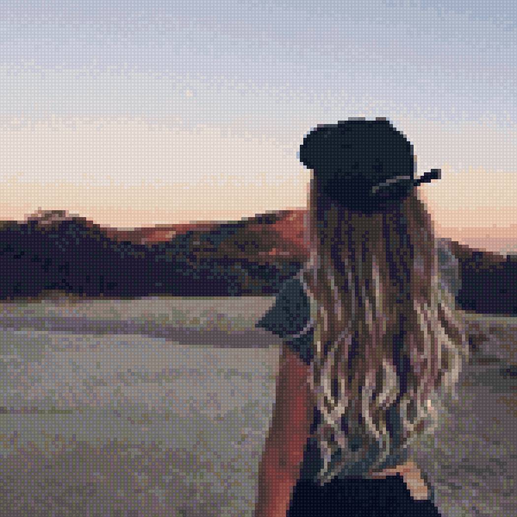 Девушка - взгляд в даль, закат, девушка - предпросмотр