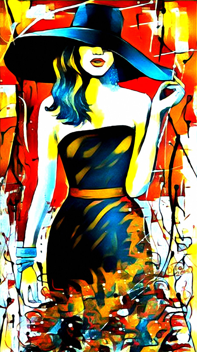 В шляпе в стиле арт - арт, девушка, женщина - оригинал