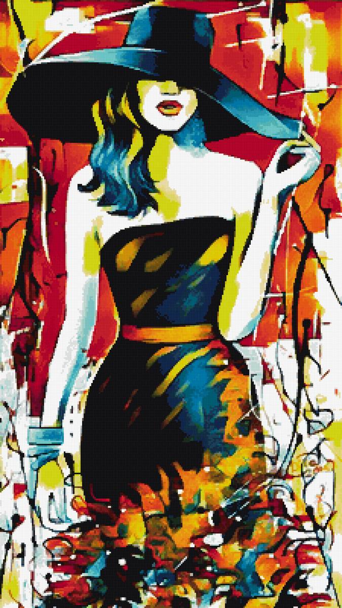 В шляпе в стиле арт - девушка, женщина, арт - предпросмотр