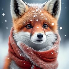 Схема вышивки «Лис в шарфе»