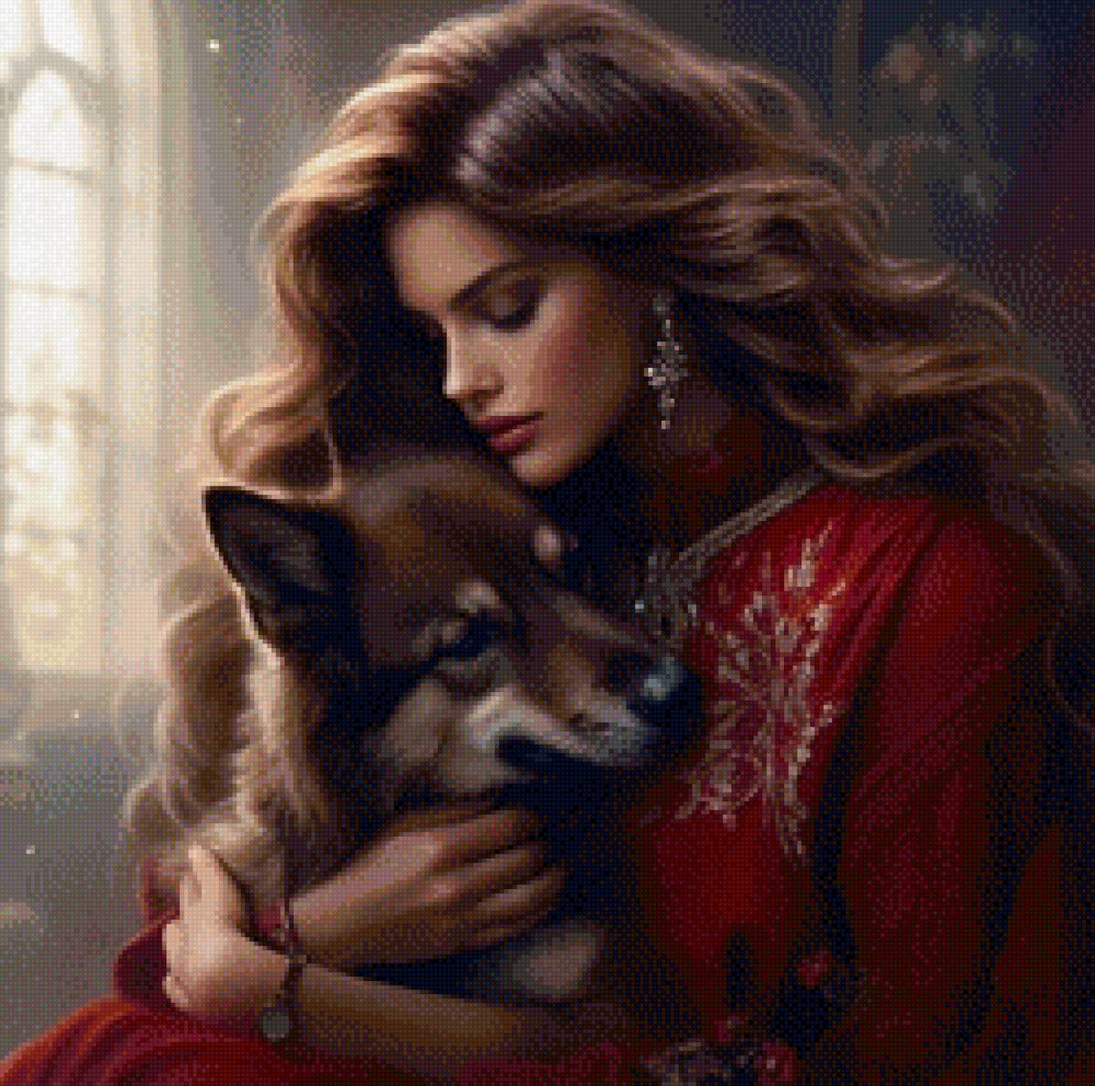 девушка и волк - глаза, взгляд, волк - предпросмотр