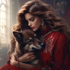 Схема вышивки «девушка и волк»