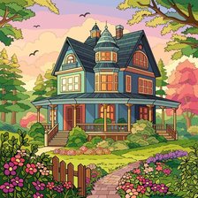 Схема вышивки «Дом»