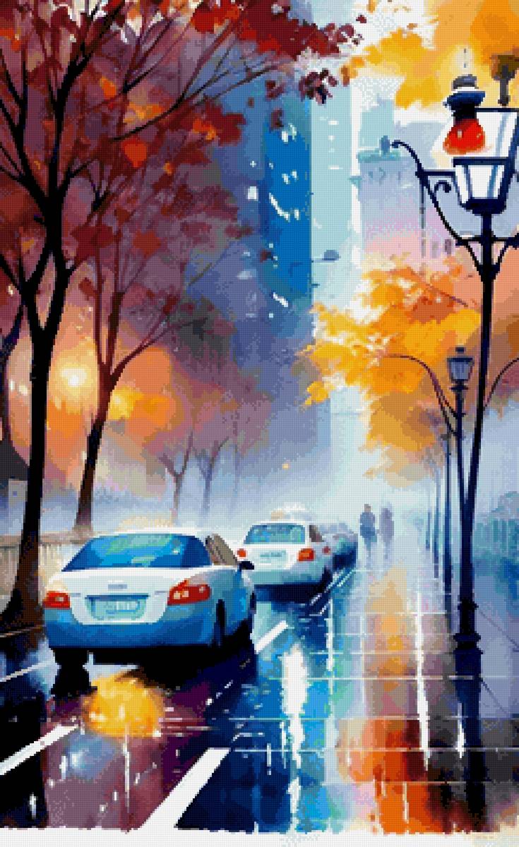 Туман в городе - город, туман, осень, городской пейзаж - предпросмотр