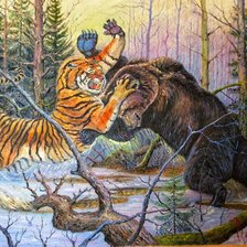Схема вышивки «Кто хозяин в тайге?»