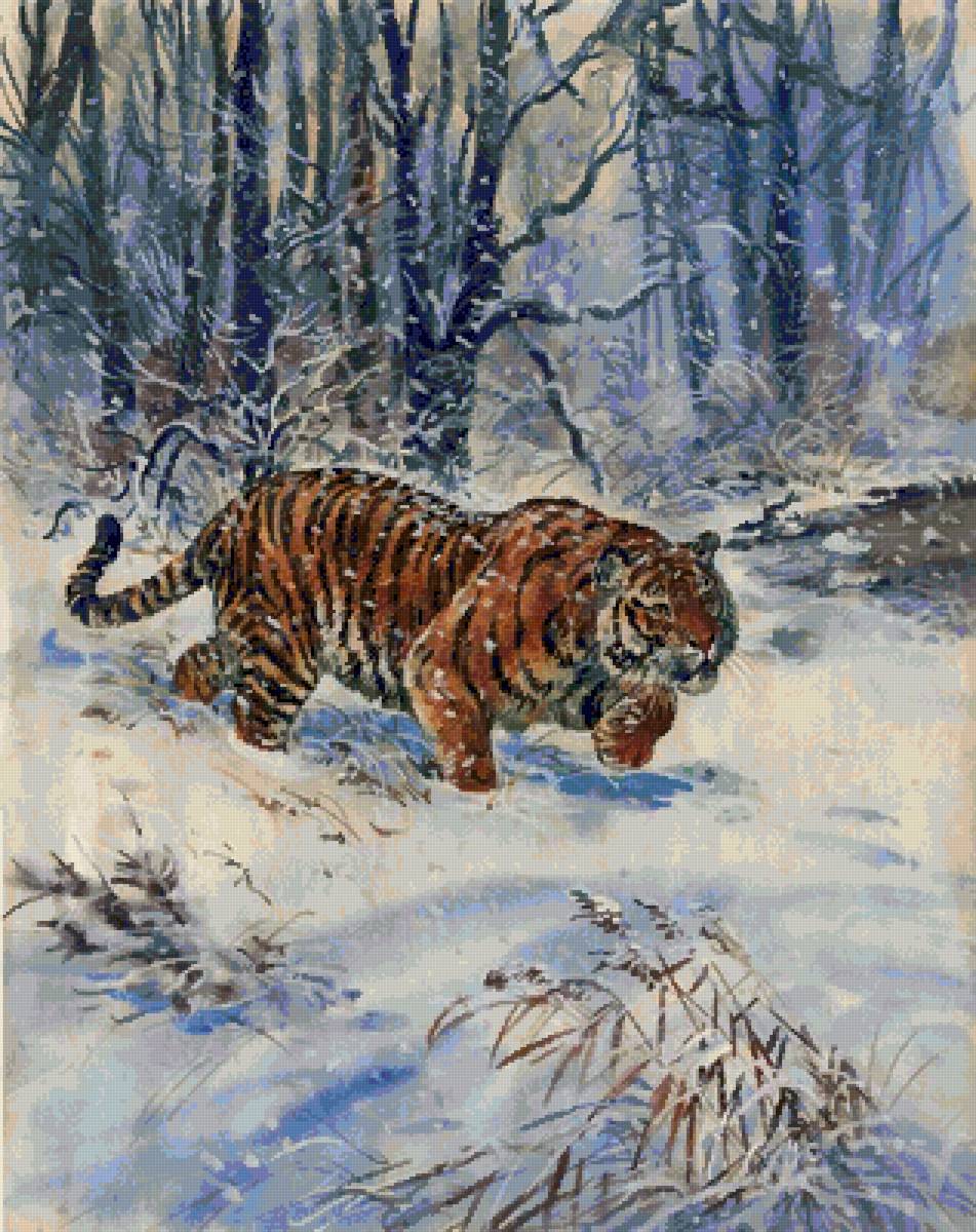 Зима - лес, тайга, дикие кошки, зима, тигр, природа - предпросмотр