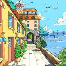 Схема вышивки «Приморский городок»