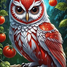 Схема вышивки «Сова с помидорами»