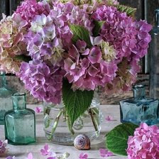 Схема вышивки «Гортензия в стеклянной вазе»