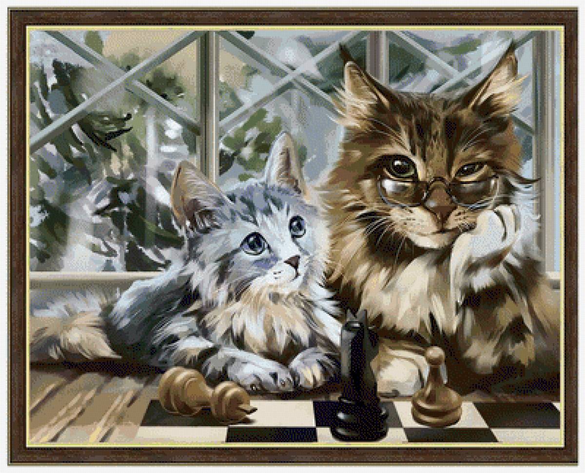 шахматный поединок - животные, пейзаж - предпросмотр