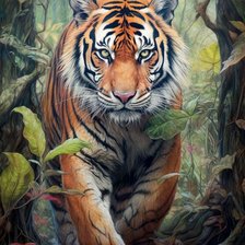 Схема вышивки «Встреча с хищником»