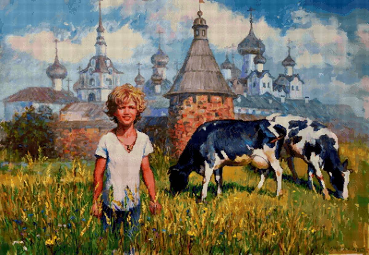 Василек. По картине Ольги Симоновой - картины, мальчик, художники, ребенок, живопись, картина - предпросмотр