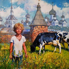 Схема вышивки «Василек. По картине Ольги Симоновой»