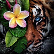 Схема вышивки «1/2тигра с цветком»