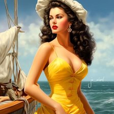 Схема вышивки «Красавица в желтом»