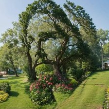 Rostro de cristo entre árboles
