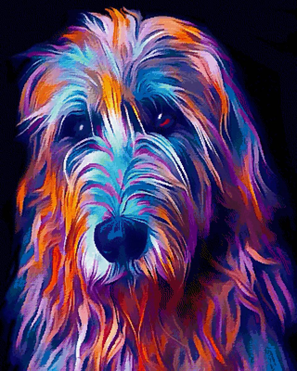 Радужный портрет ирландского волкодава - животные, собаки, собака - предпросмотр