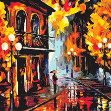 Схема вышивки «Дождь в городе. По Леониду Афремову»