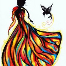 Схема вышивки «Девушка и птица»