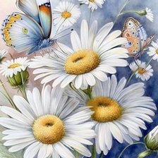 Схема вышивки «Ромашки и бабочки»