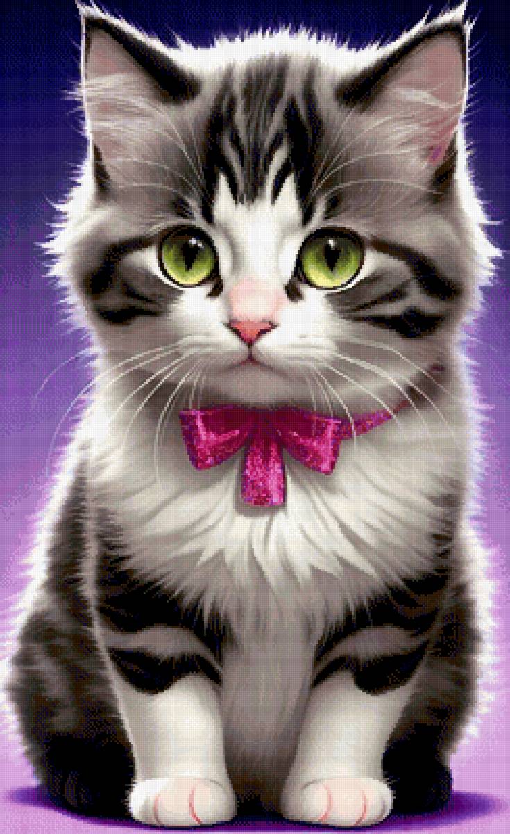 Котенок с бантиком - животные, котенок, кот - предпросмотр