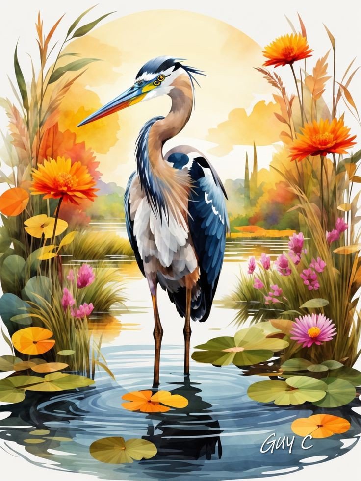 Цапля - цапля, птицы - оригинал