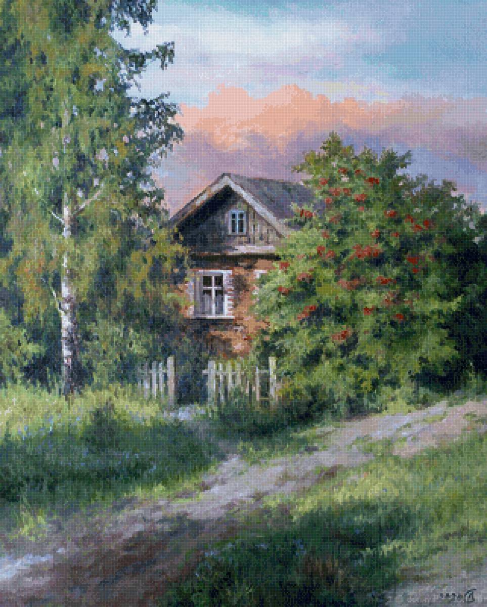 Домик в деревне. Сергей Дорофеев - русские художники - предпросмотр