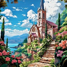 Схема вышивки «Дорога у храму»