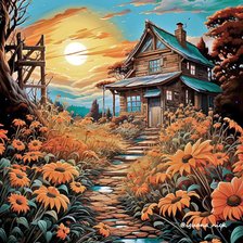 Схема вышивки «старый дом»