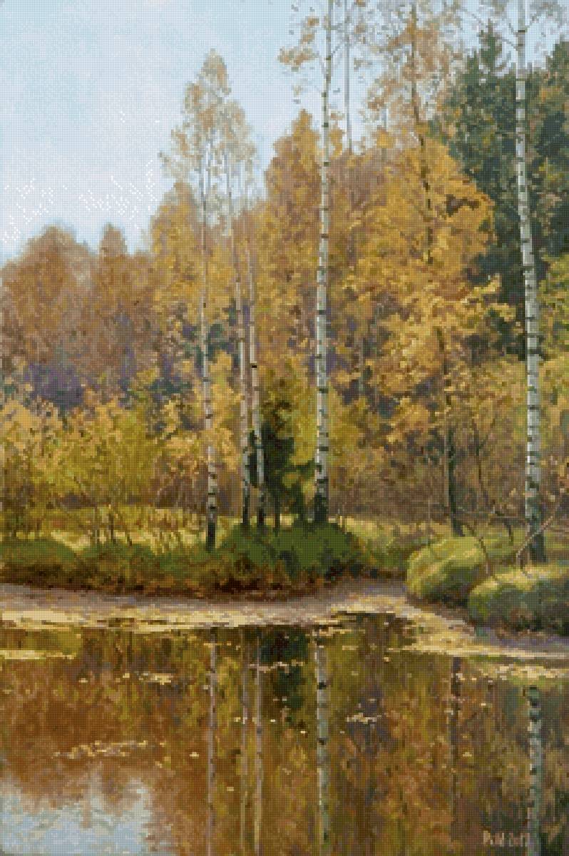 Осенний лес - туман, пруд, лес, осень - предпросмотр