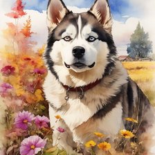 Схема вышивки «Хаски»