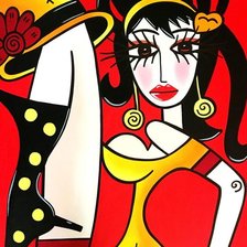 Схема вышивки «Женщина с шляпкой»