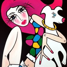 Схема вышивки «Женщина с собакой»