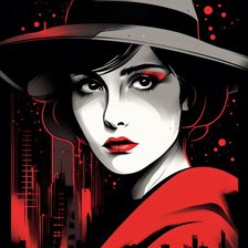 Схема вышивки «Девушка в шляпе»