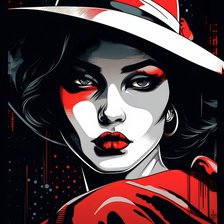 Схема вышивки «Девушка в шляпе»