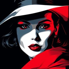 Схема вышивки «Девушка в шляпе»