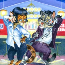 Схема вышивки «Коты танцуют»