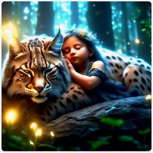 Схема вышивки «Девочка и зверь»