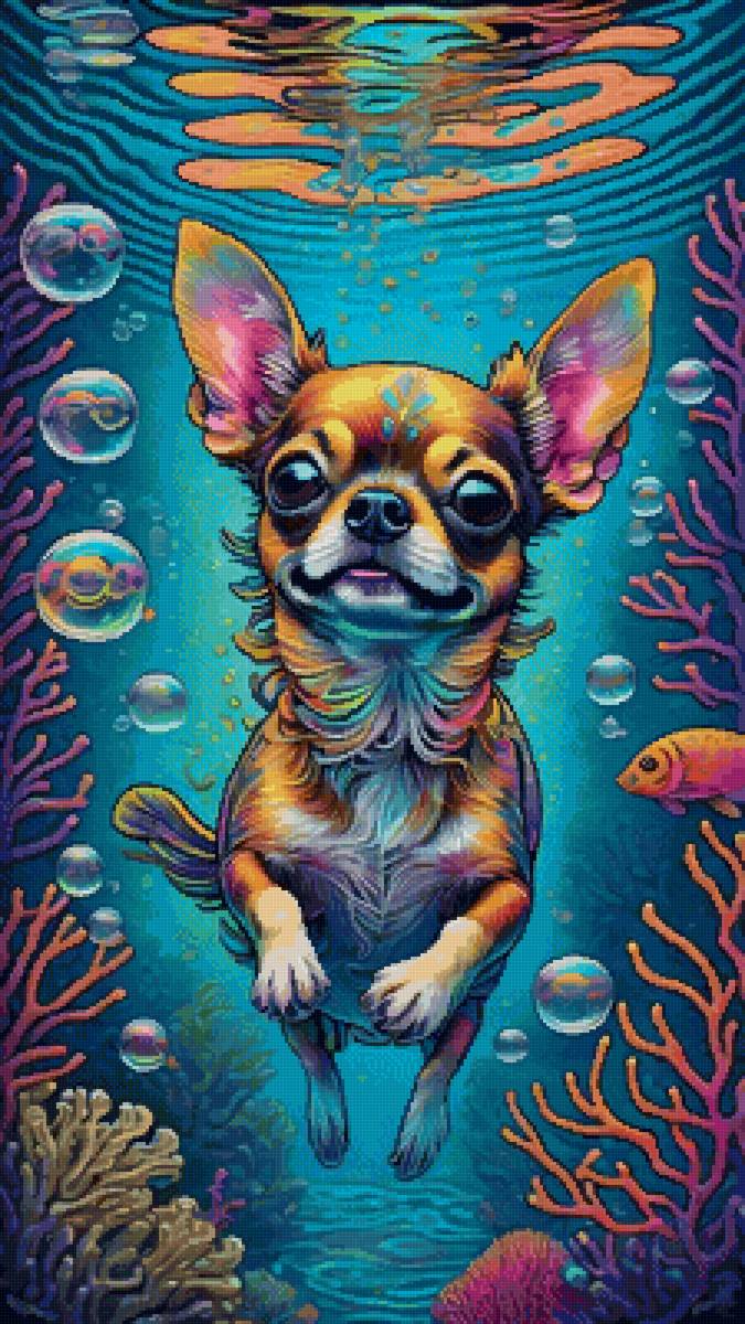 Чих на подводной охоте - животные, собака, собаки, чихуахуа - предпросмотр