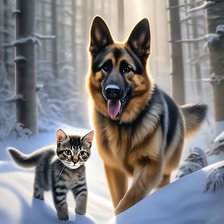 Схема вышивки «Кот и пёс»