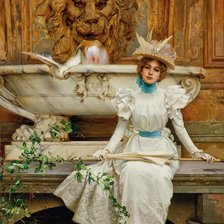 Схема вышивки «La fantana, V. M. Corcos»