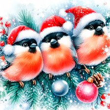 Схема вышивки «Снегири»